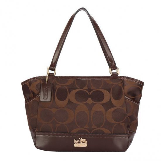 Coach Legacy Logo In Monogram Small Coffee Totes BPL Coach Legacy Logo In Monogram Small Coffee Totes BPL
